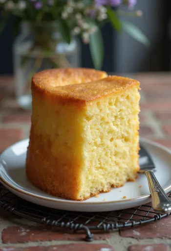 Ванильный бисквитный торт при подаче