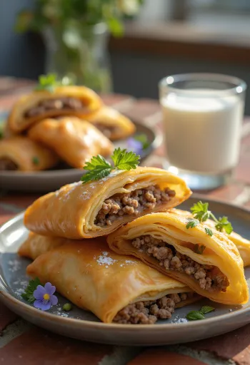 Баница с мясным фаршем при подаче