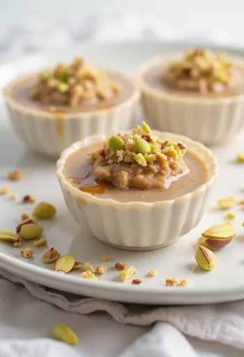 Кофейный кулфи с ореховой и фисташковой начинкой, поданный на стол