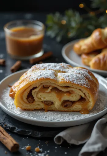 Ломтики штоллена с корицей и карамелью при подаче