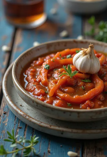 Айвар с оливковым маслом, украшенный свежей зеленью