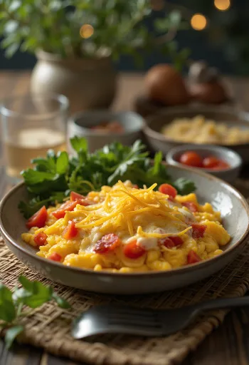 Классический Менемен с сыром, турецкий завтрак с яйцами, перцем и помидорами