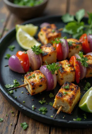 Веганское антикучо на гриле, палочки тофу со свежей кинзой