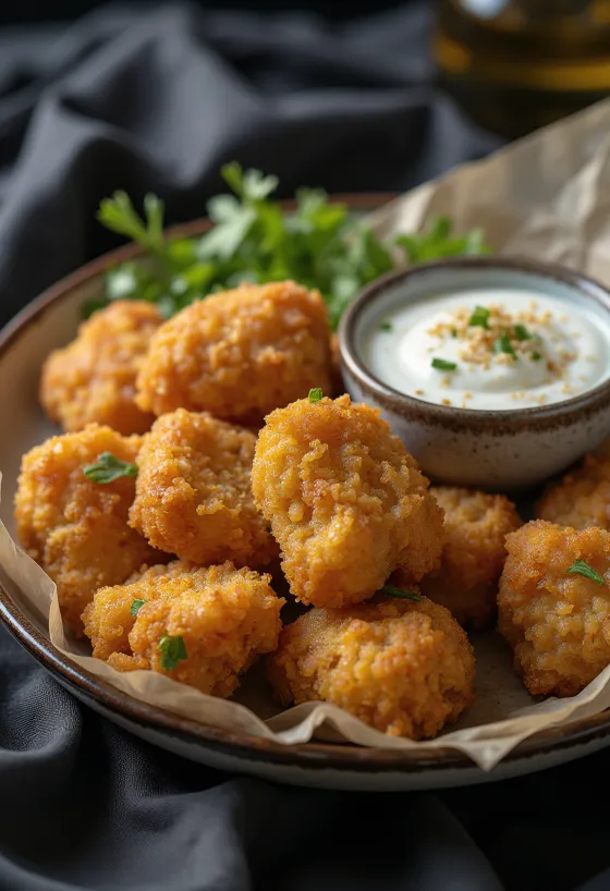 Куриные наггетсы с чесночным йогуртом