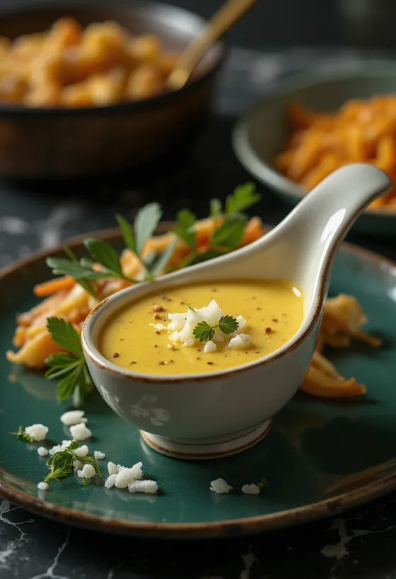 Сливочно-луковый соус карри при подаче