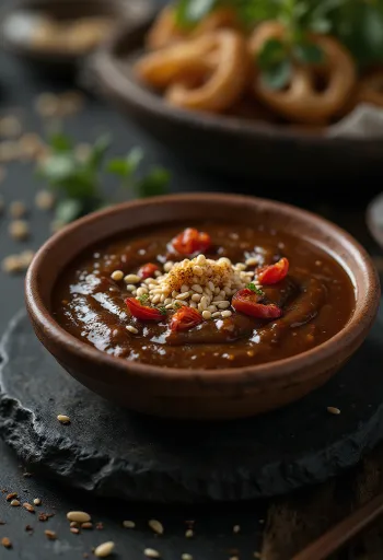 Дип-соус с тамариндом поданный со свежими овощами