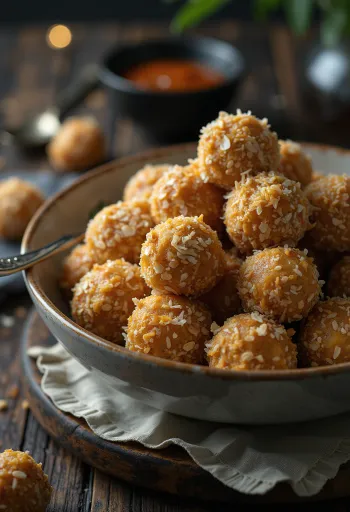 Овсяные кокосовые шарики при подаче
