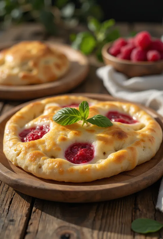 Наан с малиной при подаче