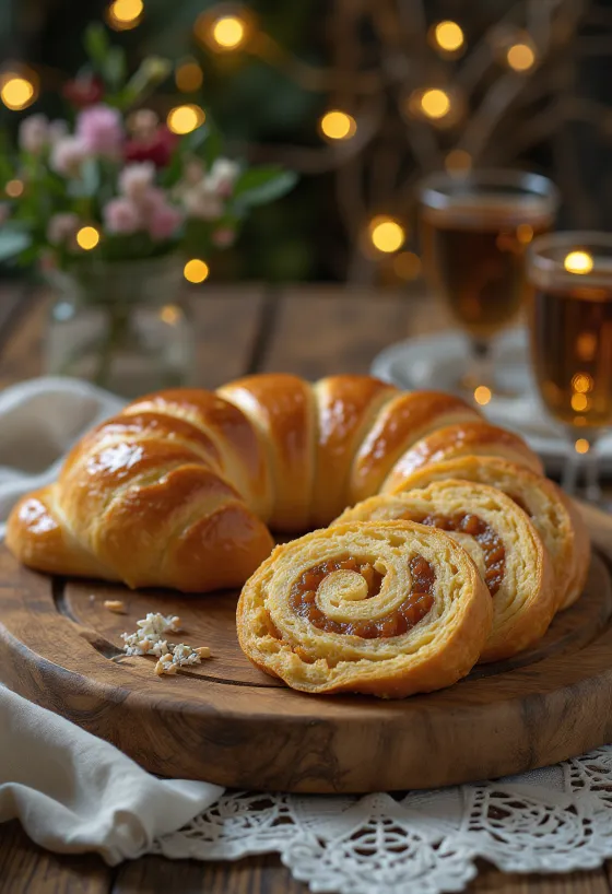 Марципановый рулет с золотисто-коричневой корочкой и богатой начинкой