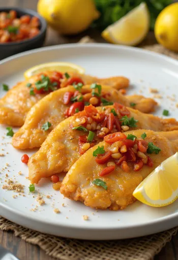 Жареная тилапия с острым перцем и свежей кинзой