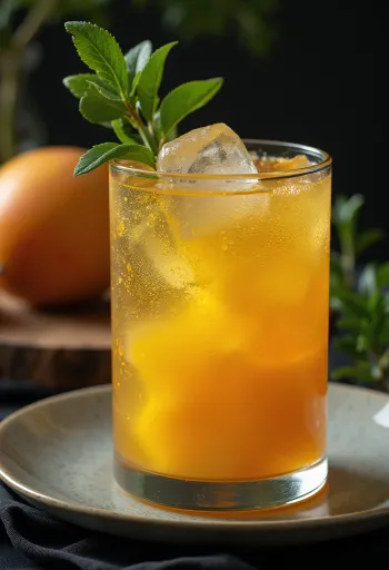 Австралийский манговый сидр в бокале, украшенный лаймом