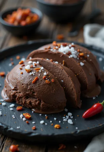 Парфе с чили и шоколадом при подаче