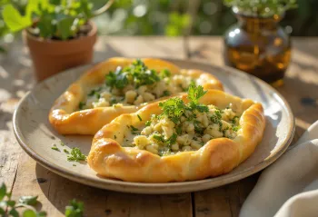Хачапури с петрушкой, свежие золотистые сырные лепешки с петрушкой