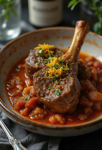 Оссобуко с острым перцем, поданное к столу