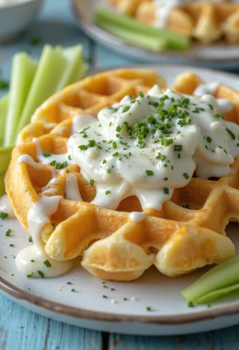 Вафли с соусом Ранч, чесноком и свежей зеленью