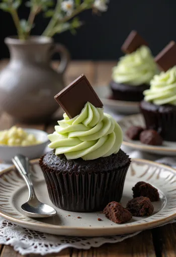 Капкейки «After Eight» на тарелке