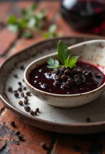 Соус из красного вина с черным перцем при подаче