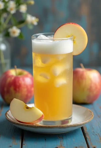 Свежевыжатый яблочный сок, поданный в стакане