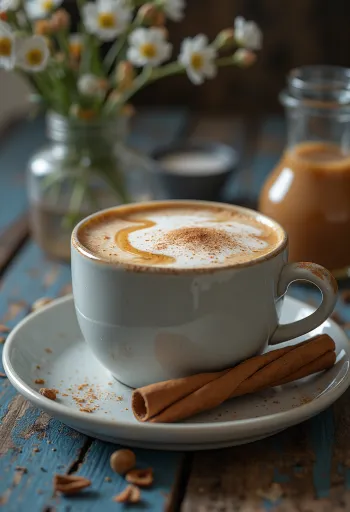 Карамельный чай латте, поданный в стакане