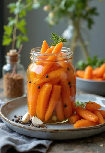 Маринованная морковь в стеклянной банке