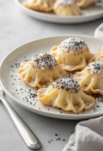 Венгерские кнедлики с маком при подаче