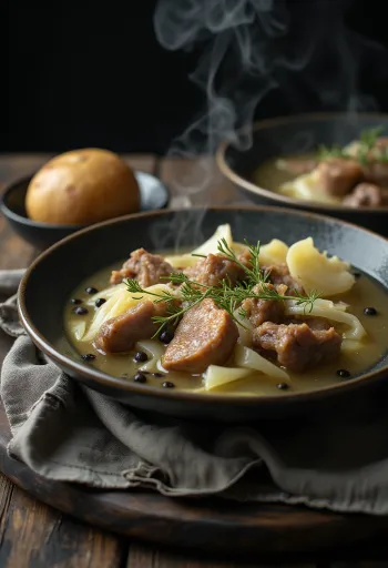 Рагу Форикол из ягненка и капусты с густым перечным соусом