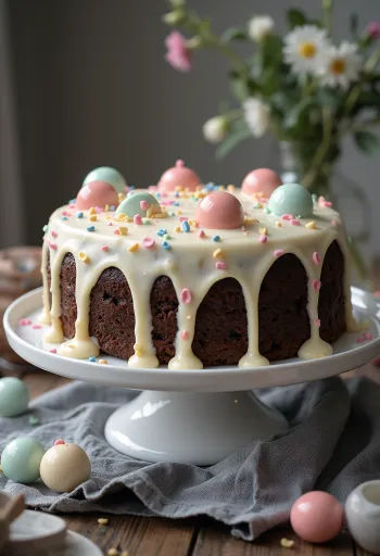 Торт «Шоколадный горошек» с белым кремом и съедобным горошком