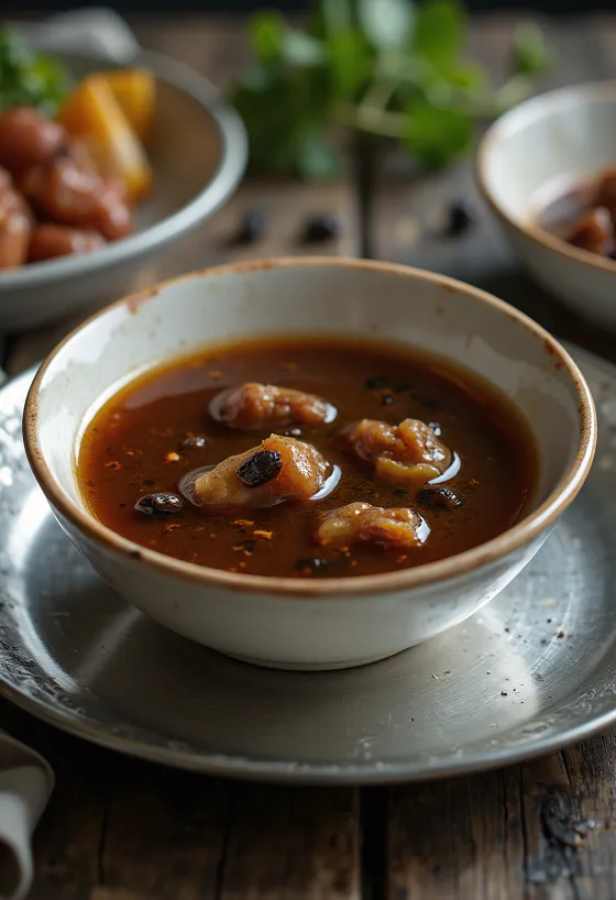 Соус адобо, поданный с курицей на гриле и рисом