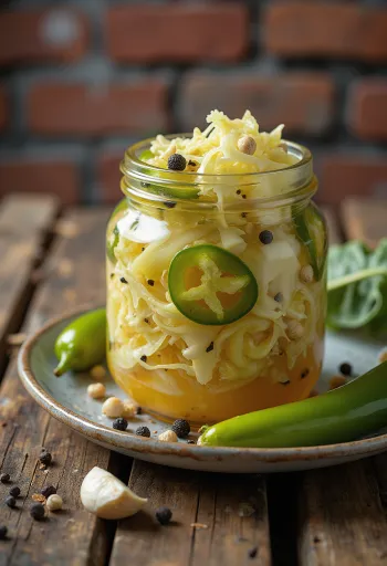 Острая маринованная в уксусе савойская капуста в банке