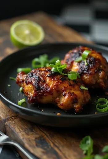 Курица Джерк, поданная с лаймом и салатом