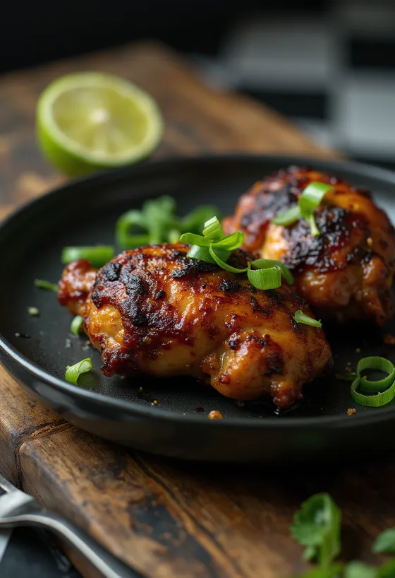 Курица Джерк, поданная с лаймом и салатом