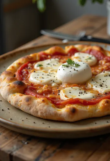 Pizza alla Burrata со свежим сыром буррата и базиликом