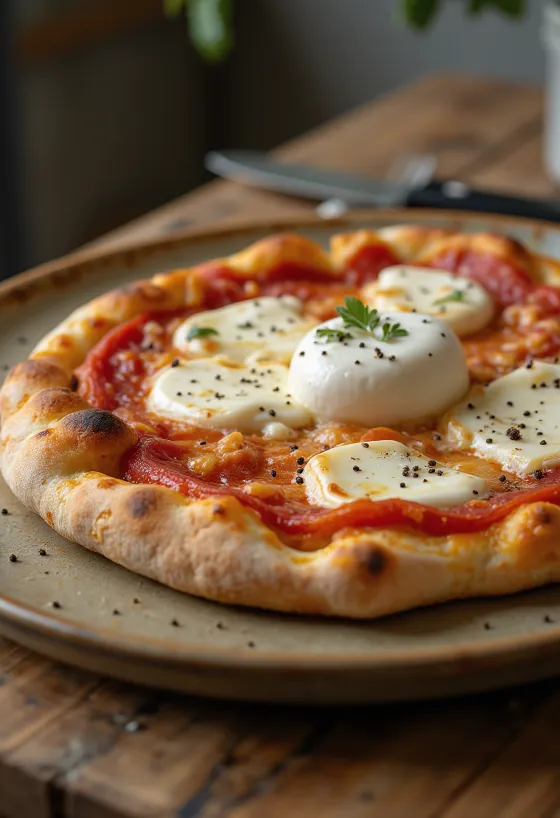 Pizza alla Burrata со свежим сыром буррата и базиликом