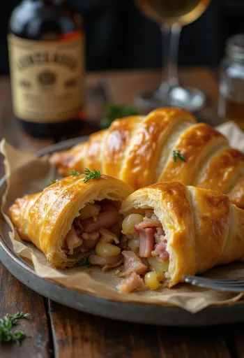 Корнуольский пирог с копченым мясом, свежим тестом и богатой начинкой