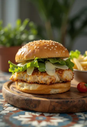 Куриный бургер цезарь с курицей гриль