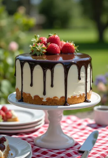 Торт с потеками (дрип-кейк) с шоколадным ганашем