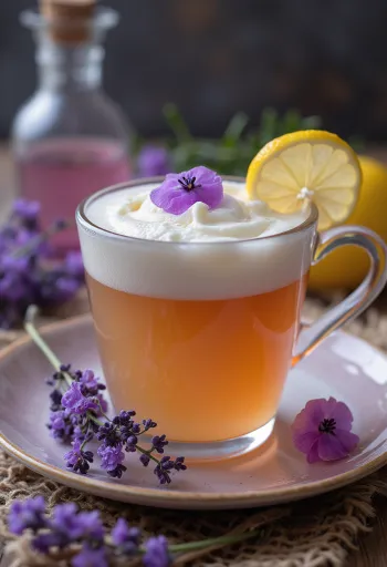 Лавандовый сидр, поданный в стакане