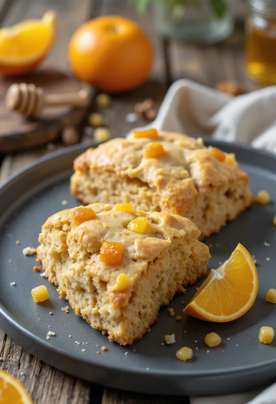 Сконы с апельсином и марципаном при подаче