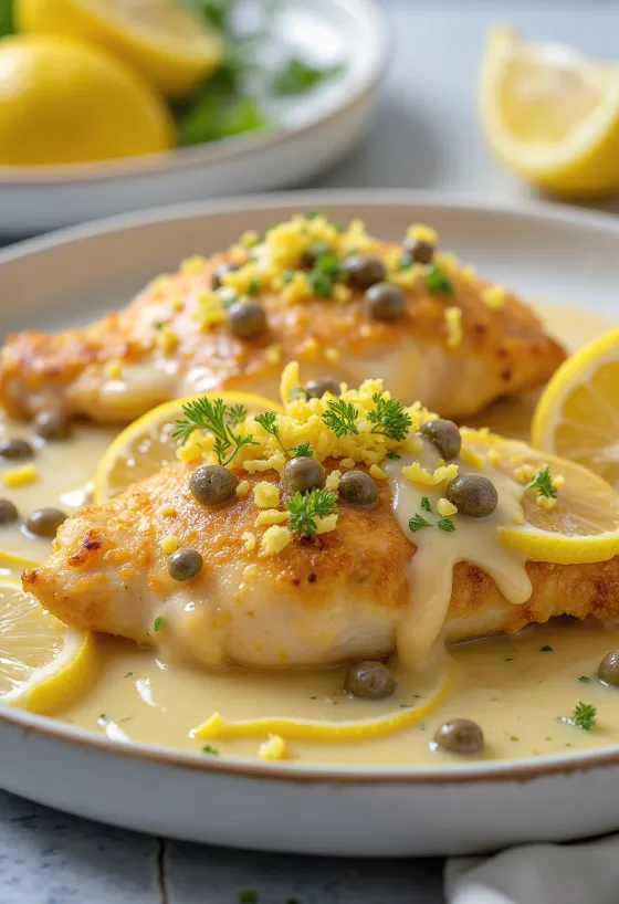 Пикката аль лимоне, куриная грудка с лимоном и каперсами