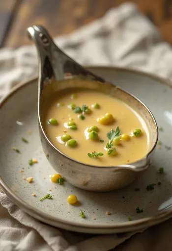 Масляный соус с зеленым перцем и дижонской горчицей при подаче