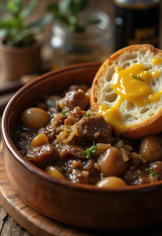 Карбонад по-фламандски с картофельным пюре