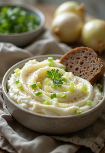 Пребиотическая творожная паста с луком-пореем и свежей петрушкой