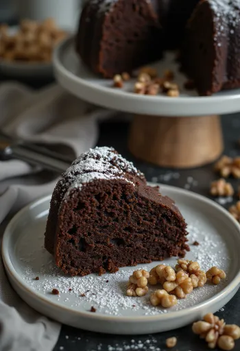 Шоколадно-ореховый торт при подаче