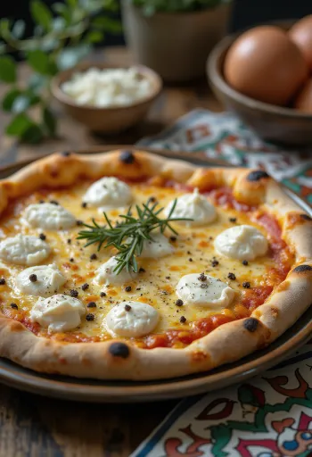Pizza Bianca con Gorgonzola с итальянскими сырами и розмарином