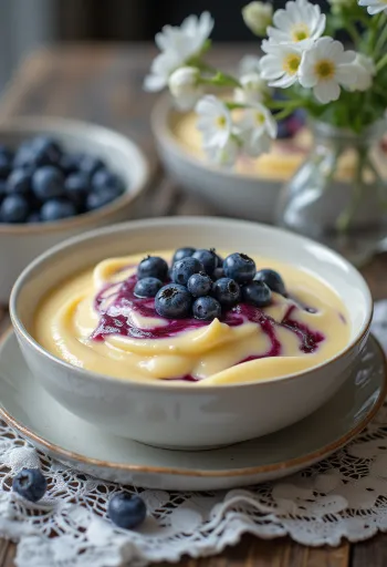 Черничный соус с ванилью при подаче