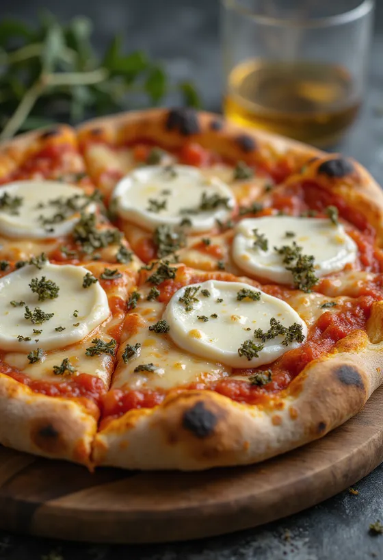Pizza ai Formaggi di Capra с козьими сырами и моцареллой