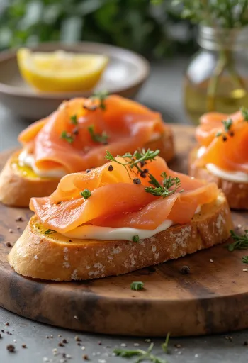 Брускетта с копченым лососем и петрушкой