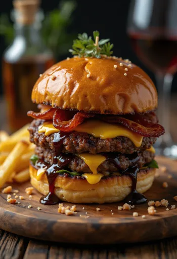 Гамбургер с соусом барбекю при подаче