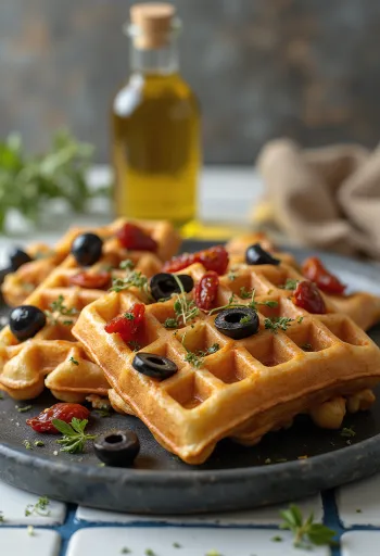 Средиземноморские вафли с оливками и вялеными томатами